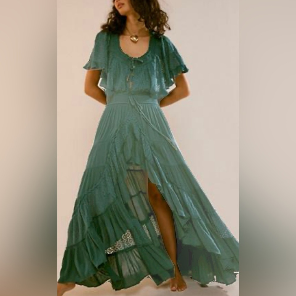 NWOT Free People Dancing on Air Maxi Dress, Color: Sunken City